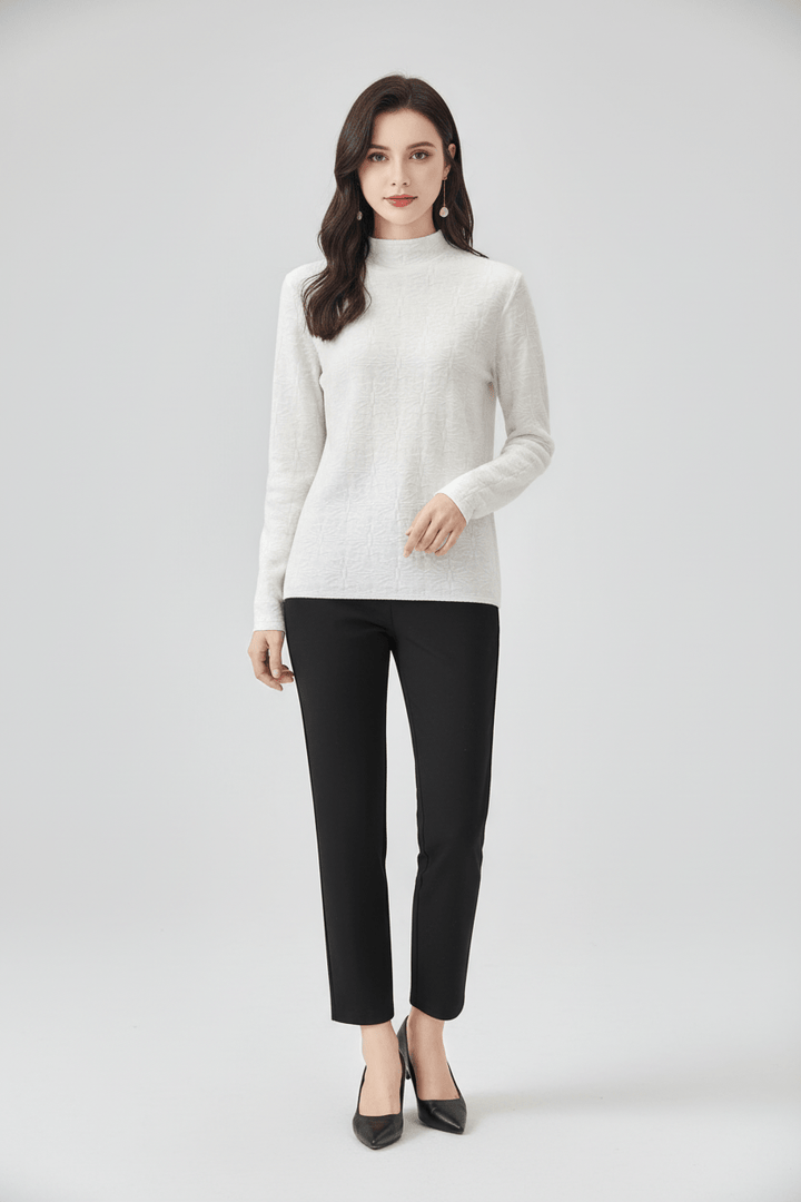 Women’s Textured Knit Jumper with Mock Neck and Slim Fit