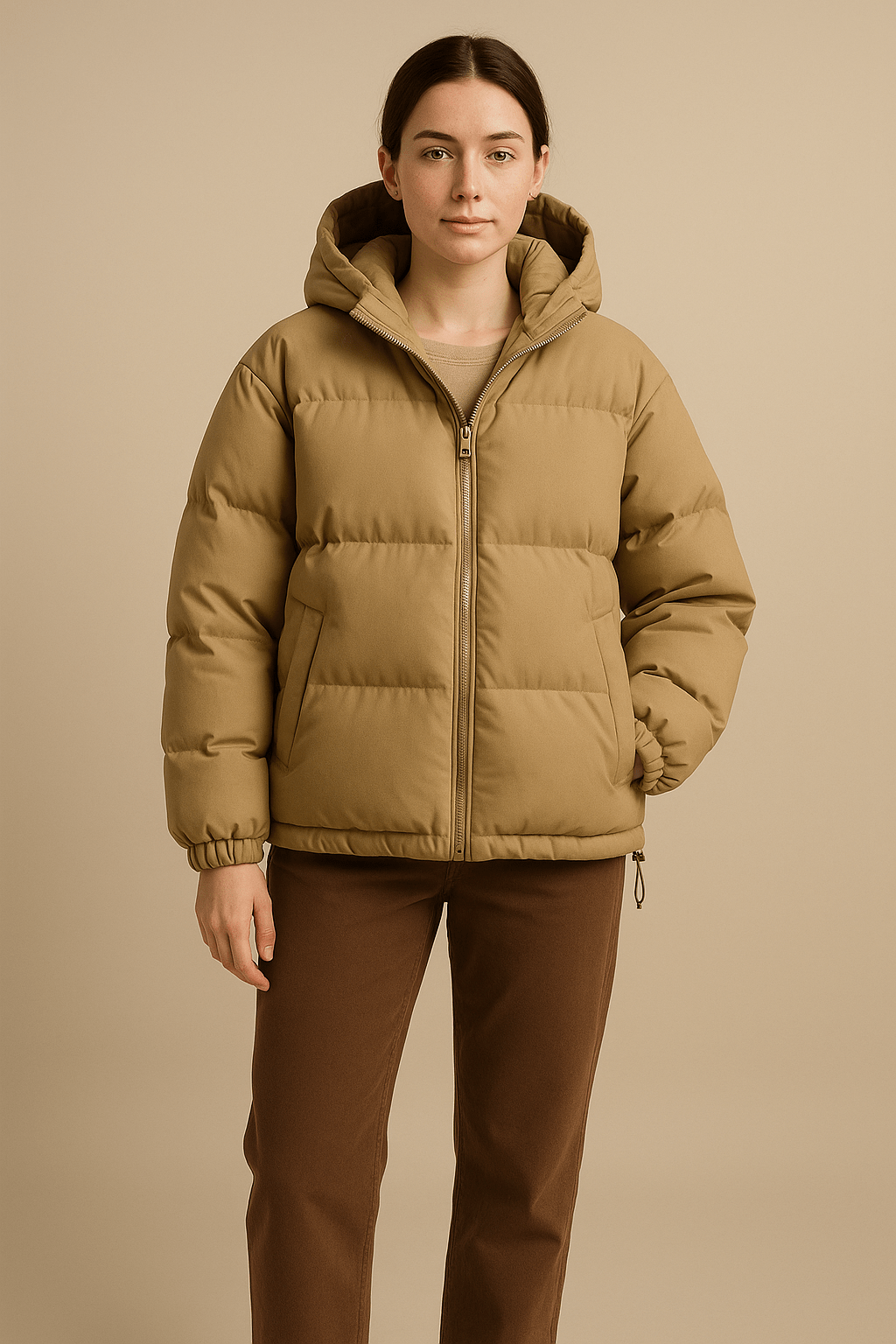 Women’s Quilted Oversized Hooded Jacket – Water-Repellent & Wind-Resistant