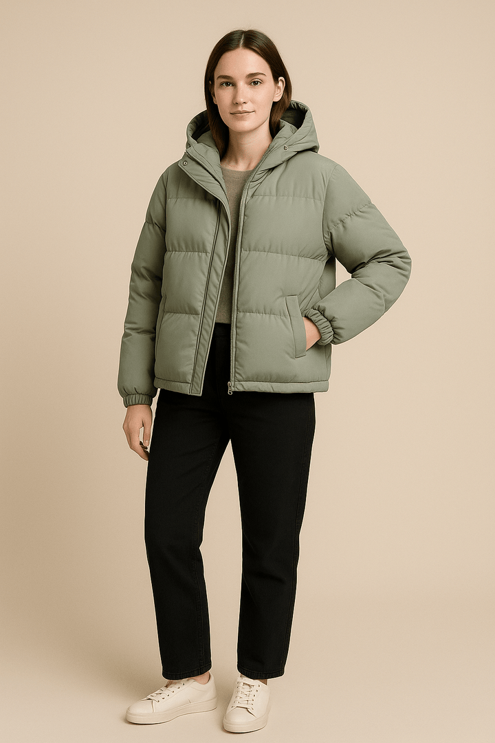 Women’s Quilted Oversized Hooded Jacket – Water-Repellent & Wind-Resistant