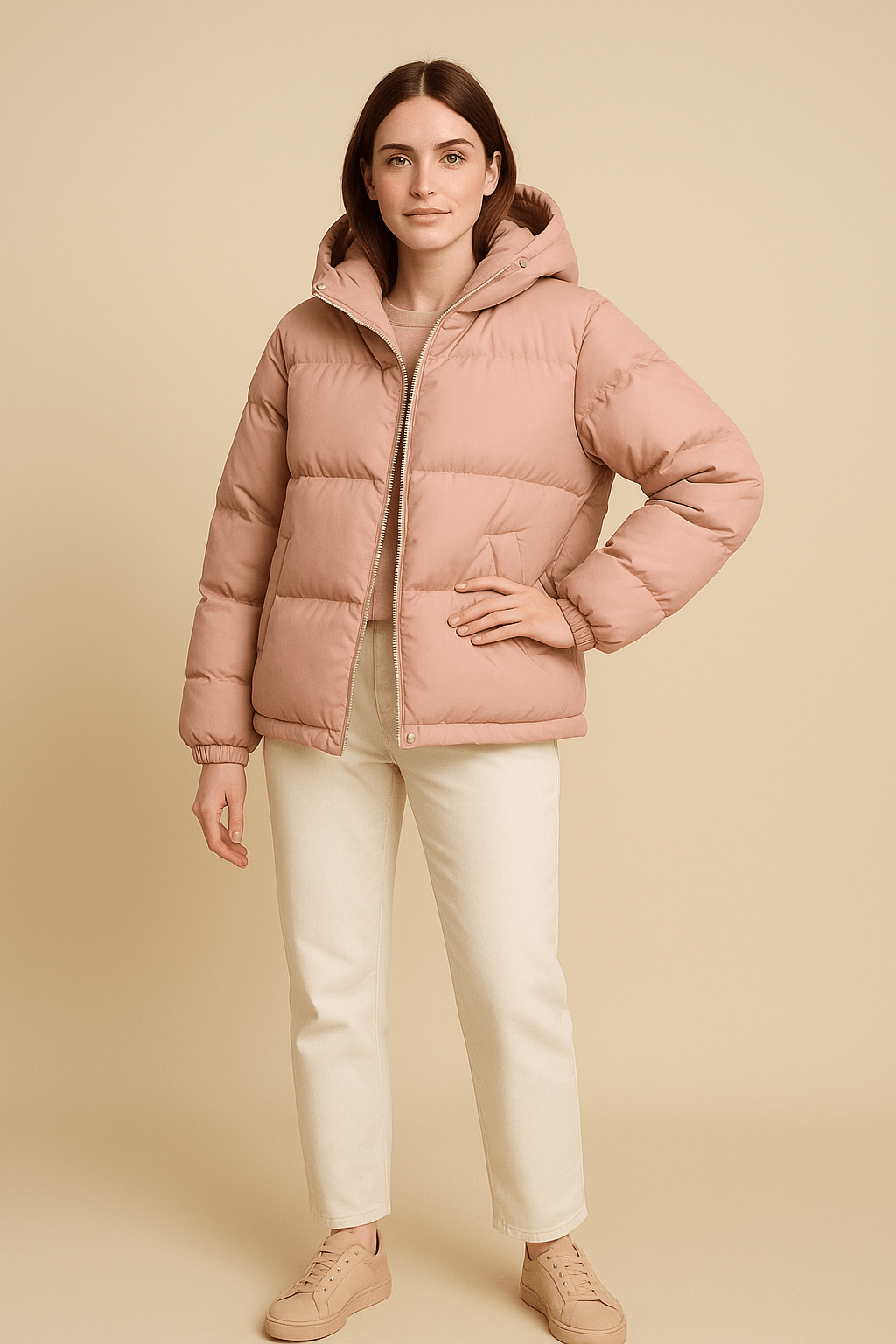 Women’s Quilted Oversized Hooded Jacket – Water-Repellent & Wind-Resistant