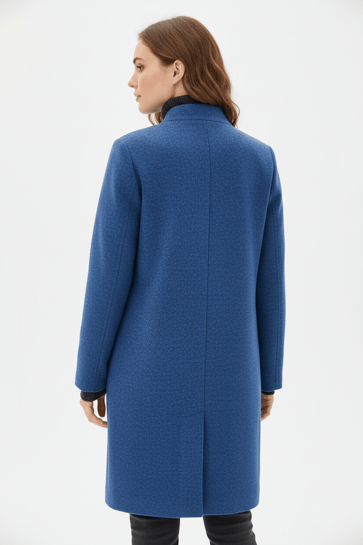 Women’s Long Coat | Stand Collar Jacket with Tailored Fit & Button Front
