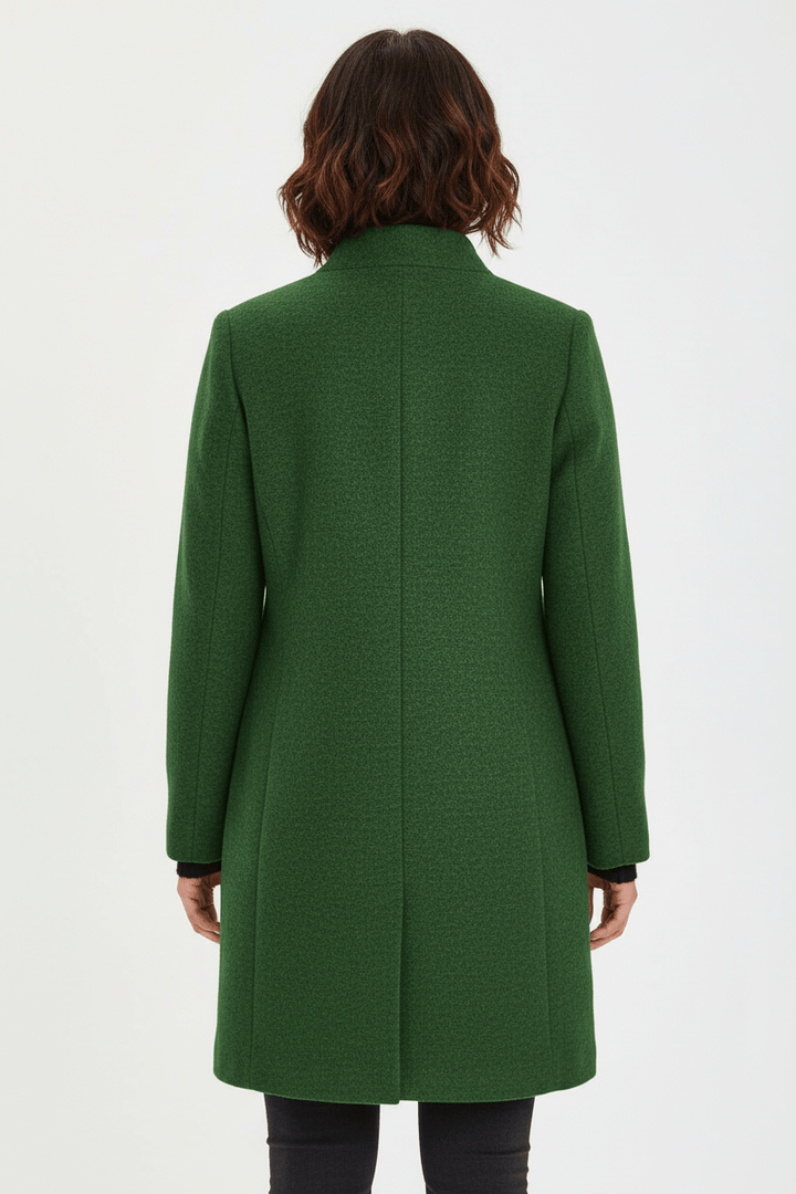Women’s Long Coat | Stand Collar Jacket with Tailored Fit & Button Front
