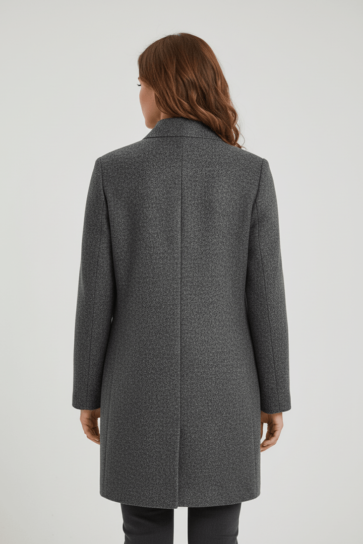 Women’s Long Coat | Stand Collar Jacket with Tailored Fit & Button Front