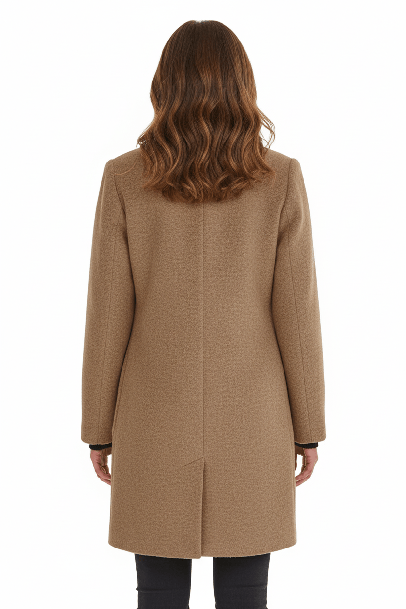 Women’s Long Coat | Stand Collar Jacket with Tailored Fit & Button Front