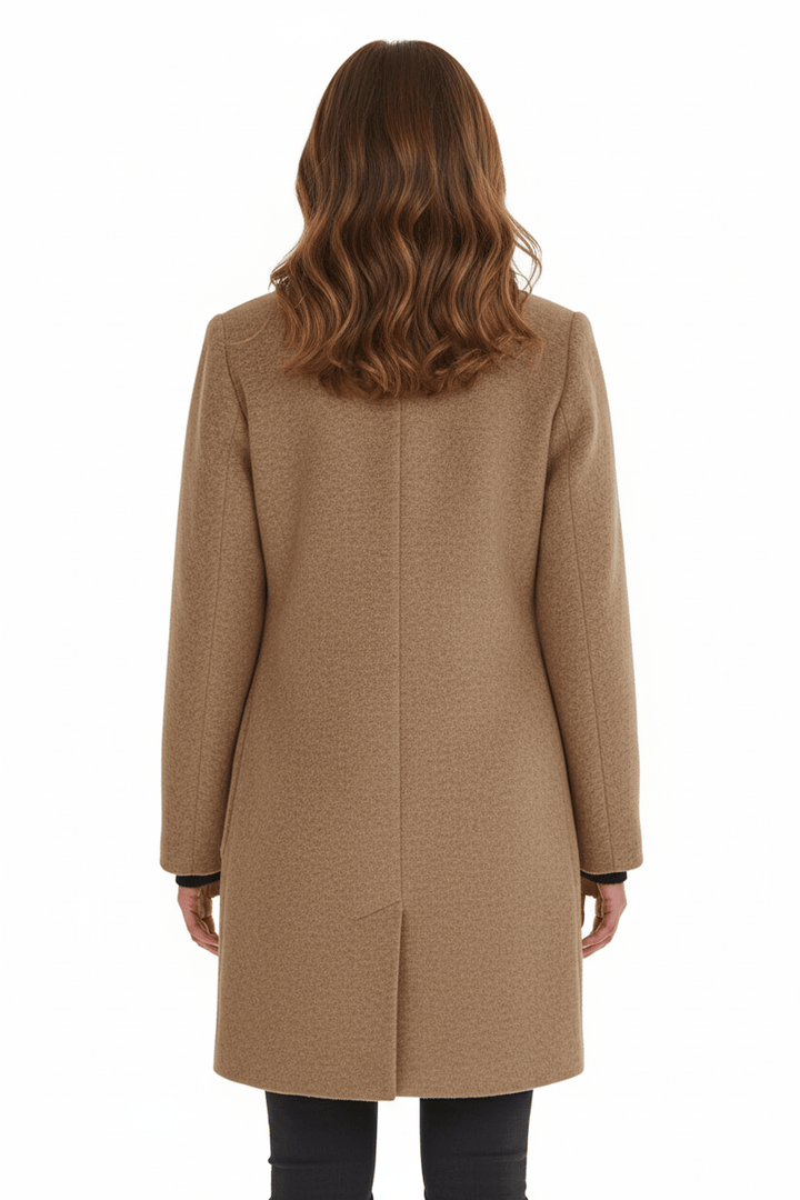Women’s Long Coat | Stand Collar Jacket with Tailored Fit & Button Front