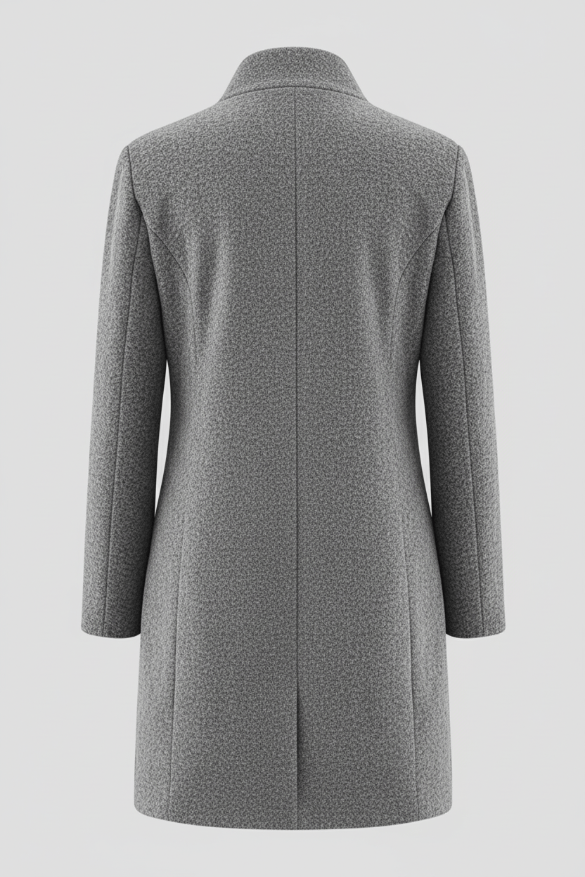 Women’s Long Coat | Stand Collar Jacket with Tailored Fit & Button Front