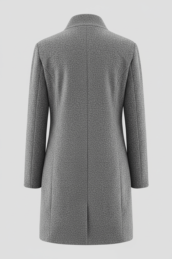 Women’s Long Coat | Stand Collar Jacket with Tailored Fit & Button Front