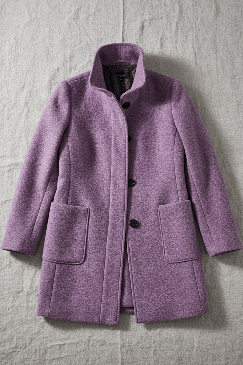 Women’s Long Coat | Stand Collar Jacket with Tailored Fit & Button Front