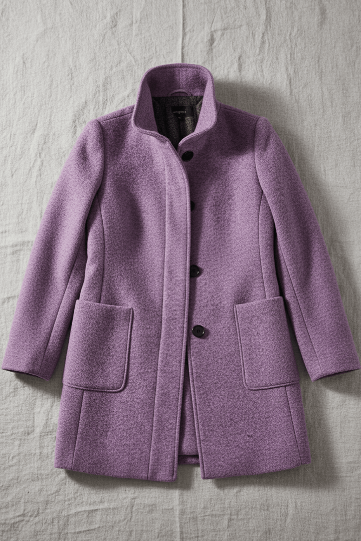 Women’s Long Coat | Stand Collar Jacket with Tailored Fit & Button Front