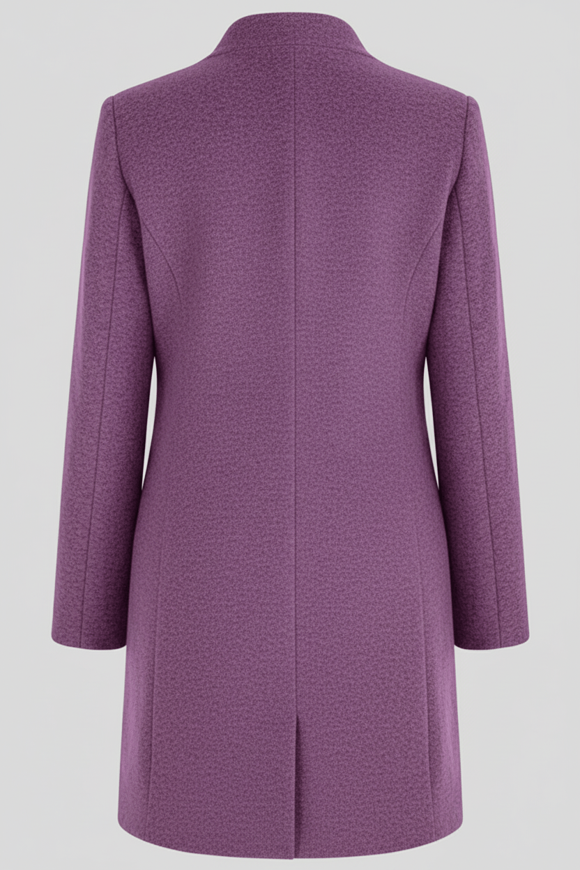 Women’s Long Coat | Stand Collar Jacket with Tailored Fit & Button Front