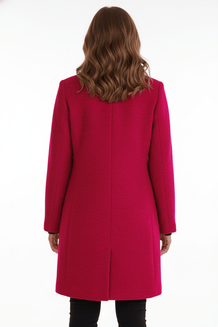 Women’s Long Coat | Stand Collar Jacket with Tailored Fit & Button Front