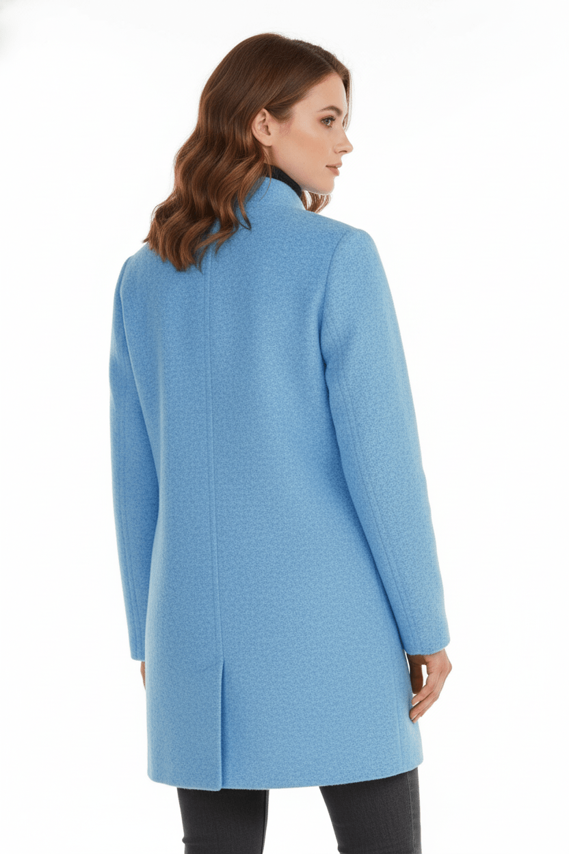 Women’s Long Coat | Stand Collar Jacket with Tailored Fit & Button Front