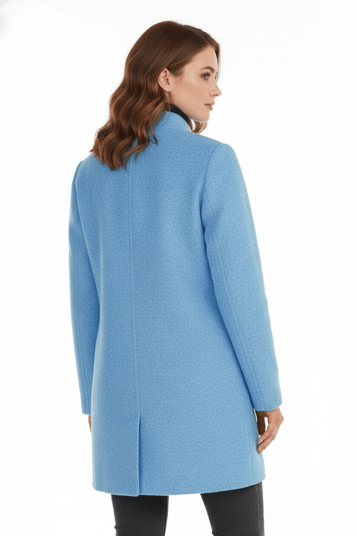 Women’s Long Coat | Stand Collar Jacket with Tailored Fit & Button Front