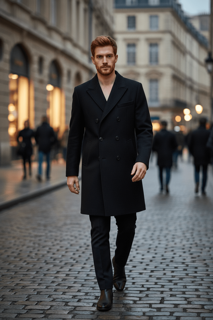 Men’s Double-Breasted Formal Coat | Classic Style with Everyday Versatility