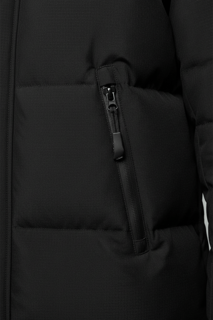 Men’s Insulated Water-Resistant Long Jacket with Hood