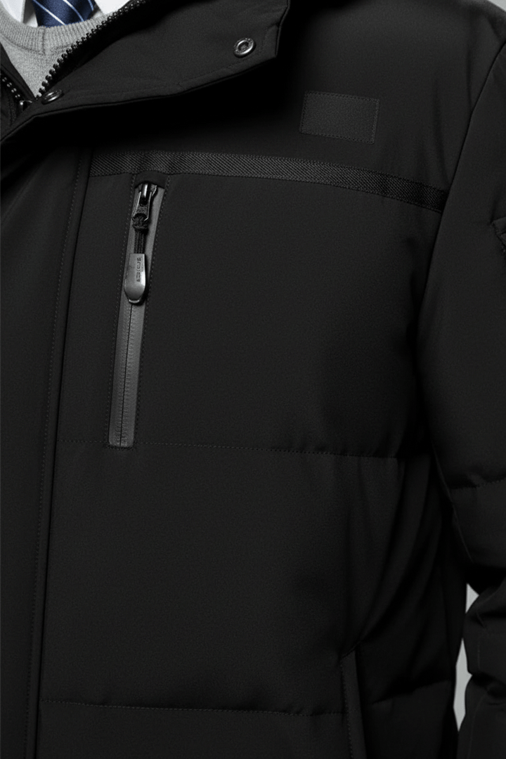 Men’s Insulated Water-Resistant Long Jacket with Hood