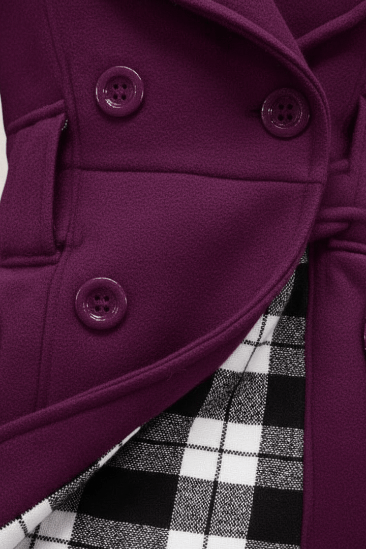 Women’s Double-Breasted Hooded Coat with Belted Waist