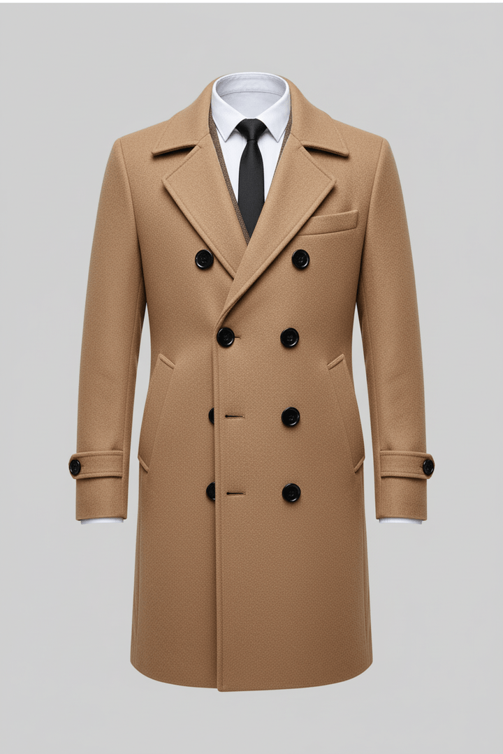 Men’s Double-Breasted Trench Coat | Tailored Fit and Refined Design