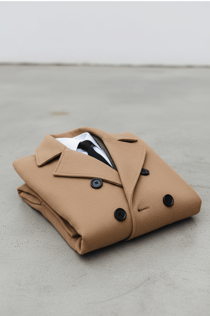 Men’s Double-Breasted Trench Coat | Tailored Fit and Refined Design