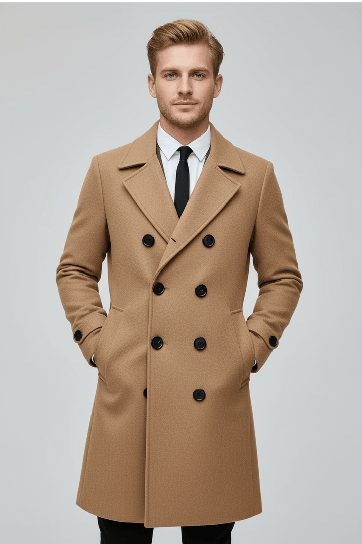 Men’s Double-Breasted Trench Coat | Tailored Fit and Refined Design