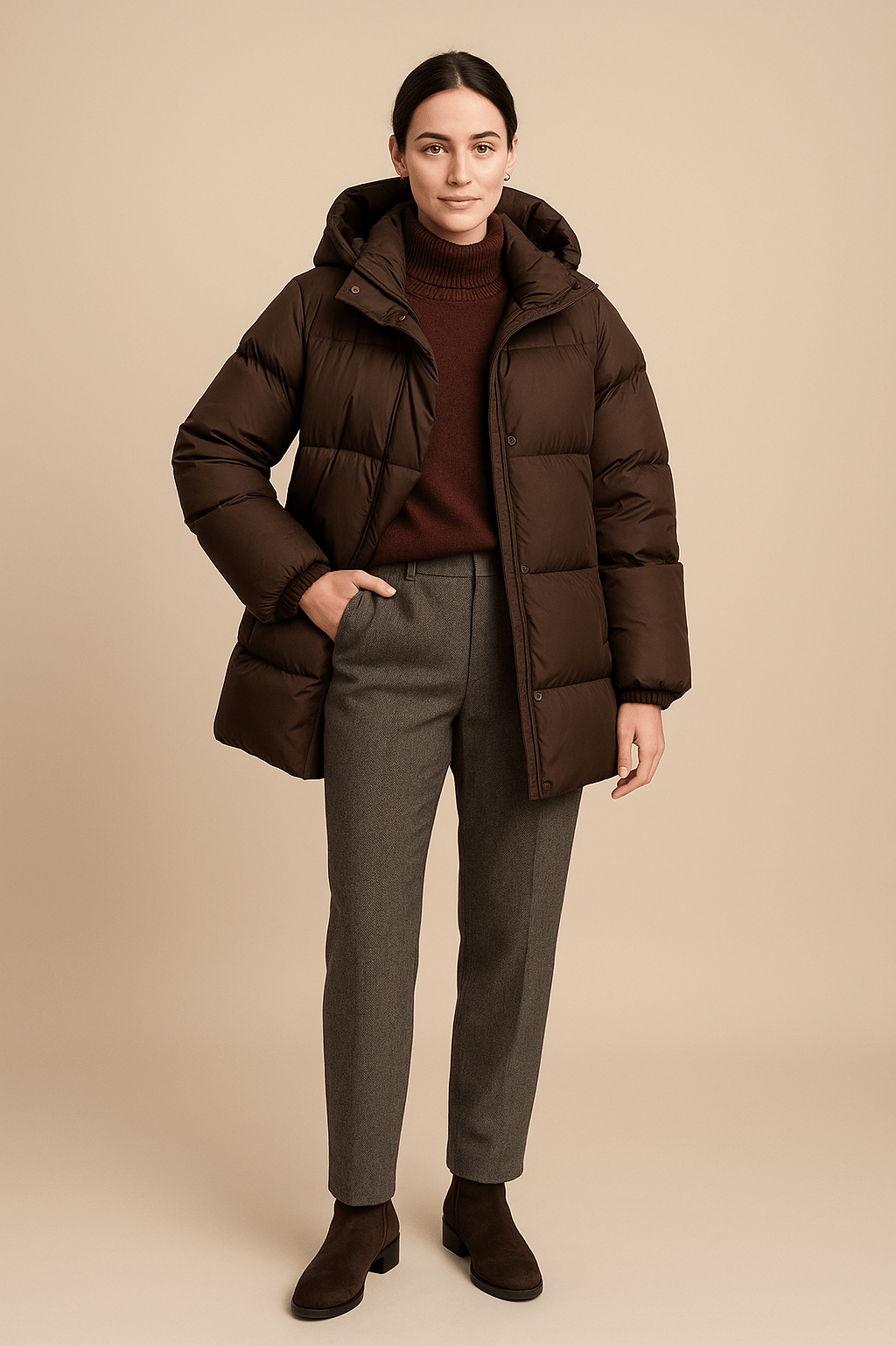 Women’s Oversized Quilted Puffer Jacket with Water-Resistant Hood