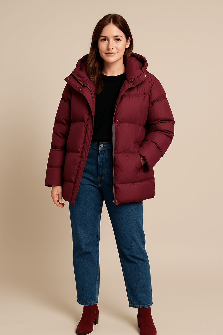Women’s Oversized Quilted Puffer Jacket with Water-Resistant Hood
