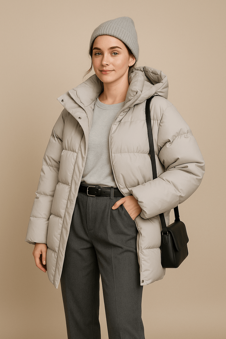 Women’s Oversized Quilted Puffer Jacket with Water-Resistant Hood
