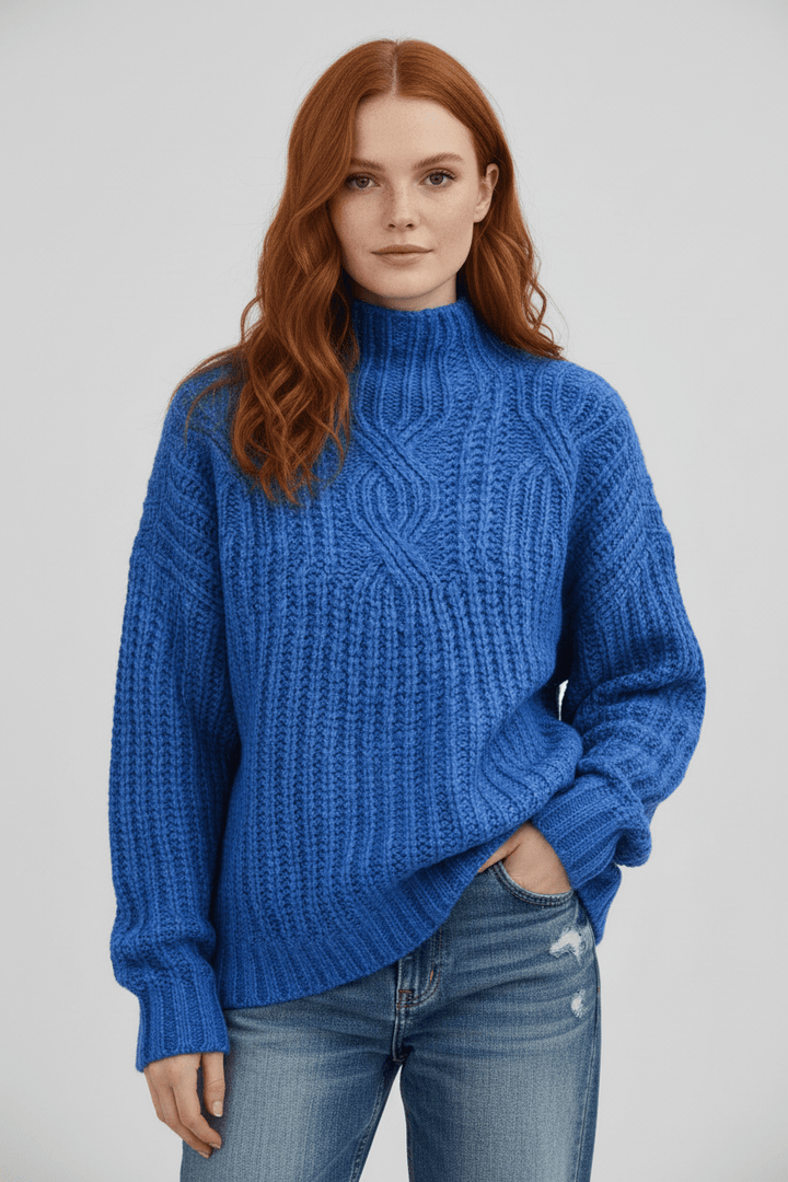Women’s Cable Knit Jumper with High Neck