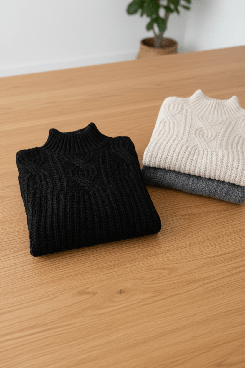 Women’s Cable Knit Jumper with High Neck