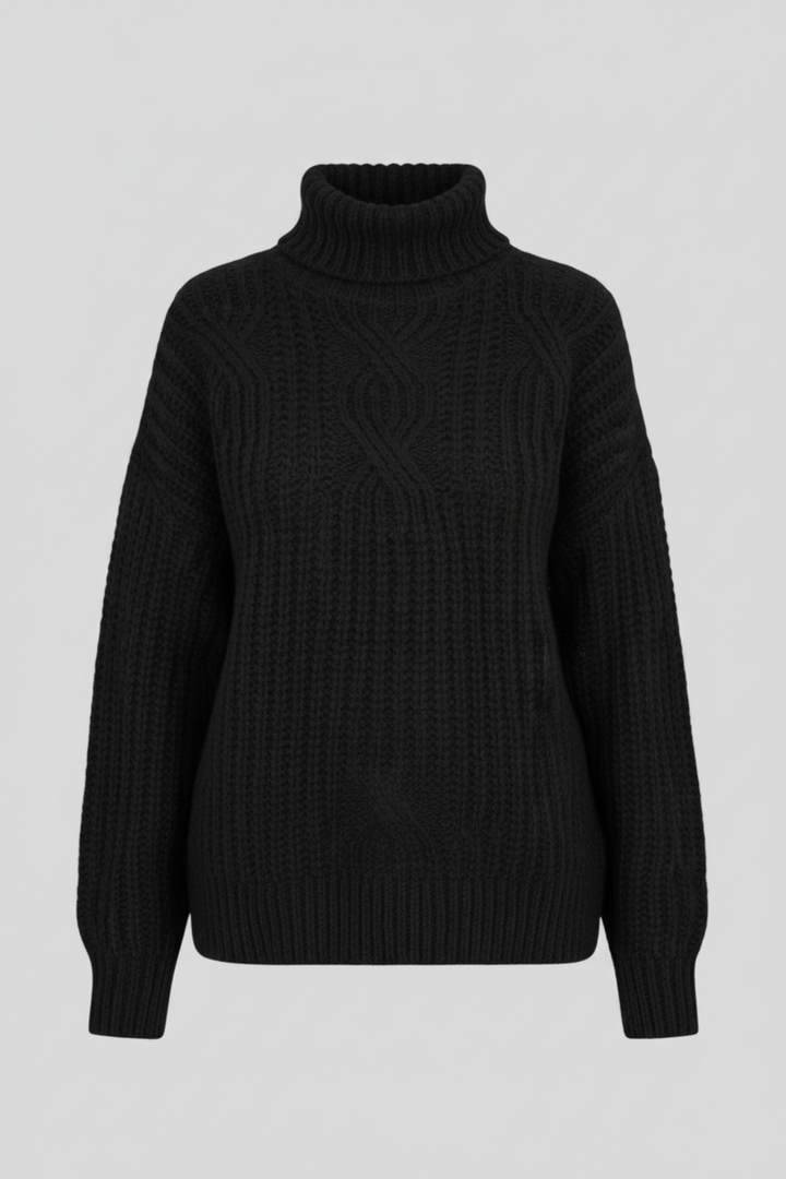 Women’s Cable Knit Jumper with High Neck