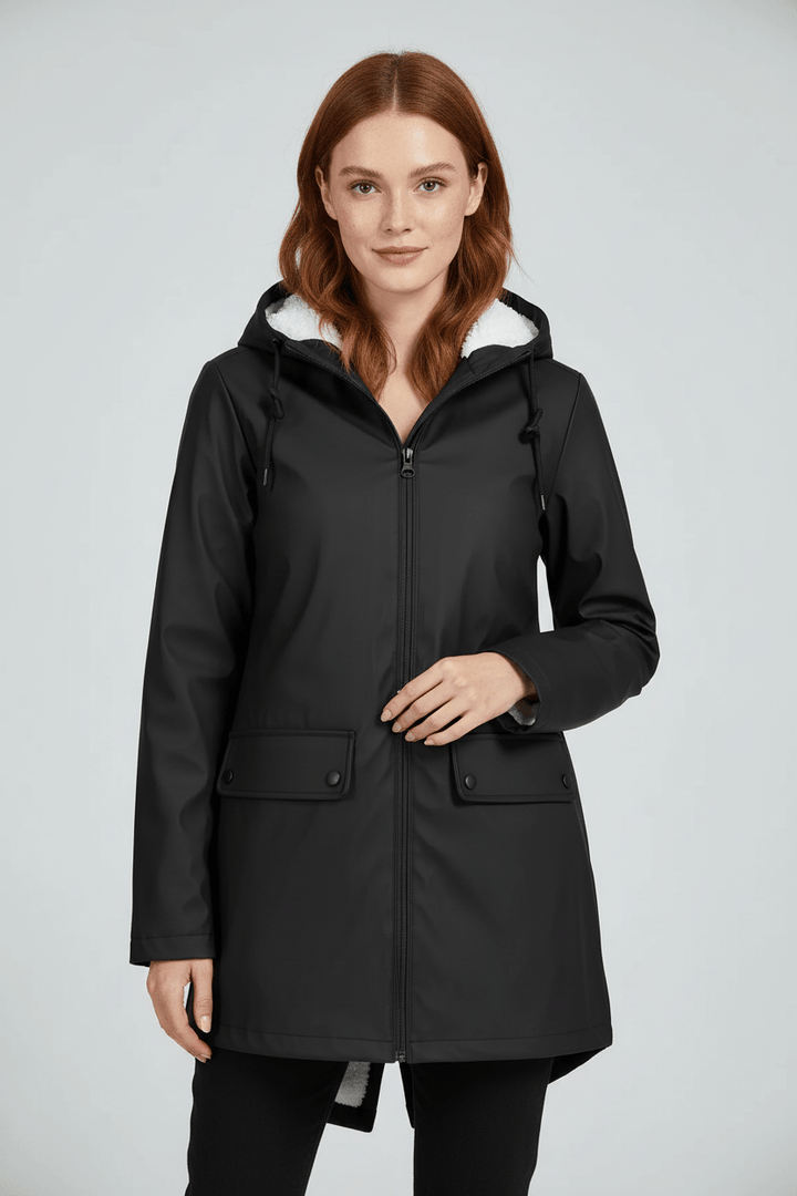 Women’s Hooded Trench Coat | Water-Resistant Mid-Length Coat with Tailored Fit