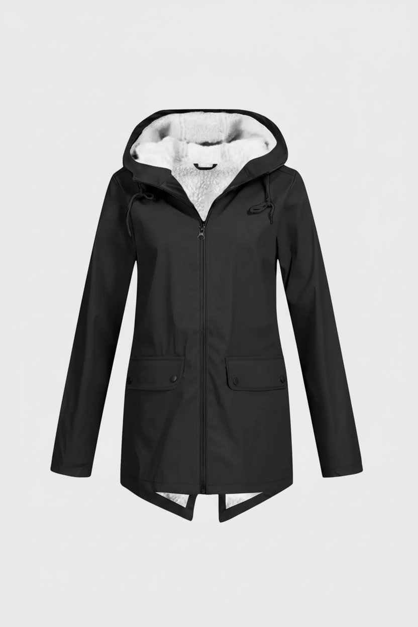 Women’s Hooded Trench Coat | Water-Resistant Mid-Length Coat with Tailored Fit