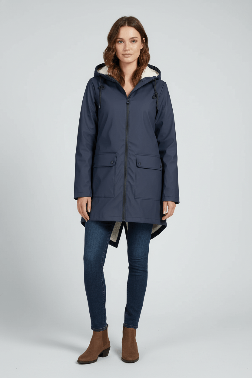 Women’s Hooded Trench Coat | Water-Resistant Mid-Length Coat with Tailored Fit