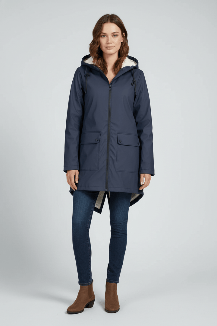 Women’s Hooded Trench Coat | Water-Resistant Mid-Length Coat with Tailored Fit