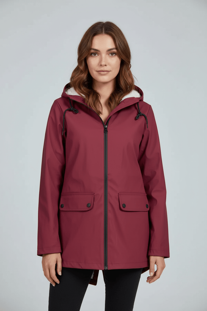 Women’s Hooded Trench Coat | Water-Resistant Mid-Length Coat with Tailored Fit