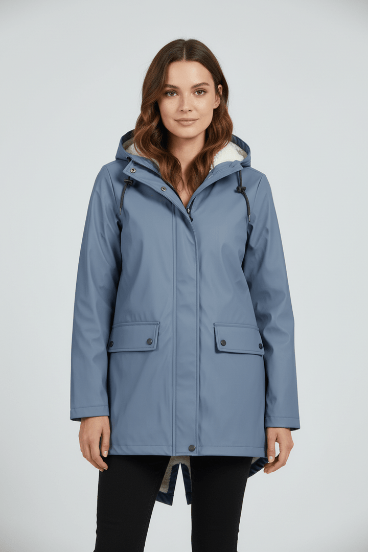 Women’s Hooded Trench Coat | Water-Resistant Mid-Length Coat with Tailored Fit