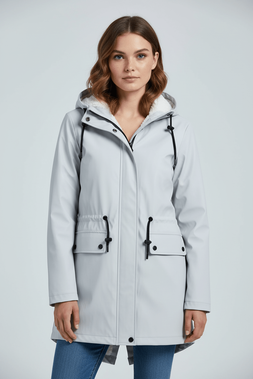Women’s Hooded Trench Coat | Water-Resistant Mid-Length Coat with Tailored Fit