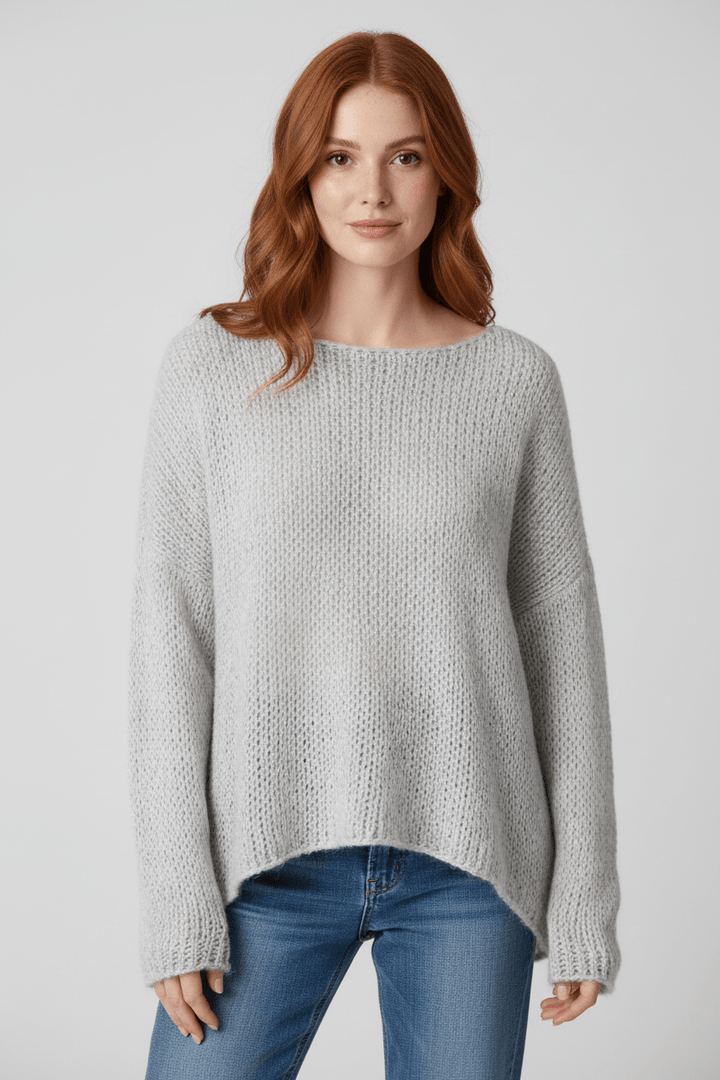 Women’s Oversized Knit Sweater with Off-Shoulder Design