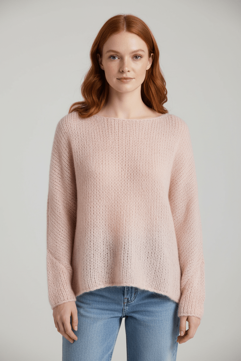 Women’s Oversized Knit Sweater with Off-Shoulder Design