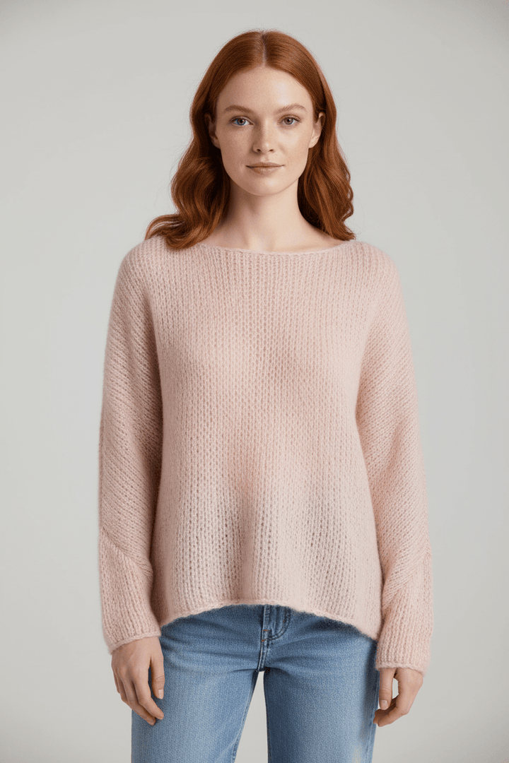 Women’s Oversized Knit Sweater with Off-Shoulder Design