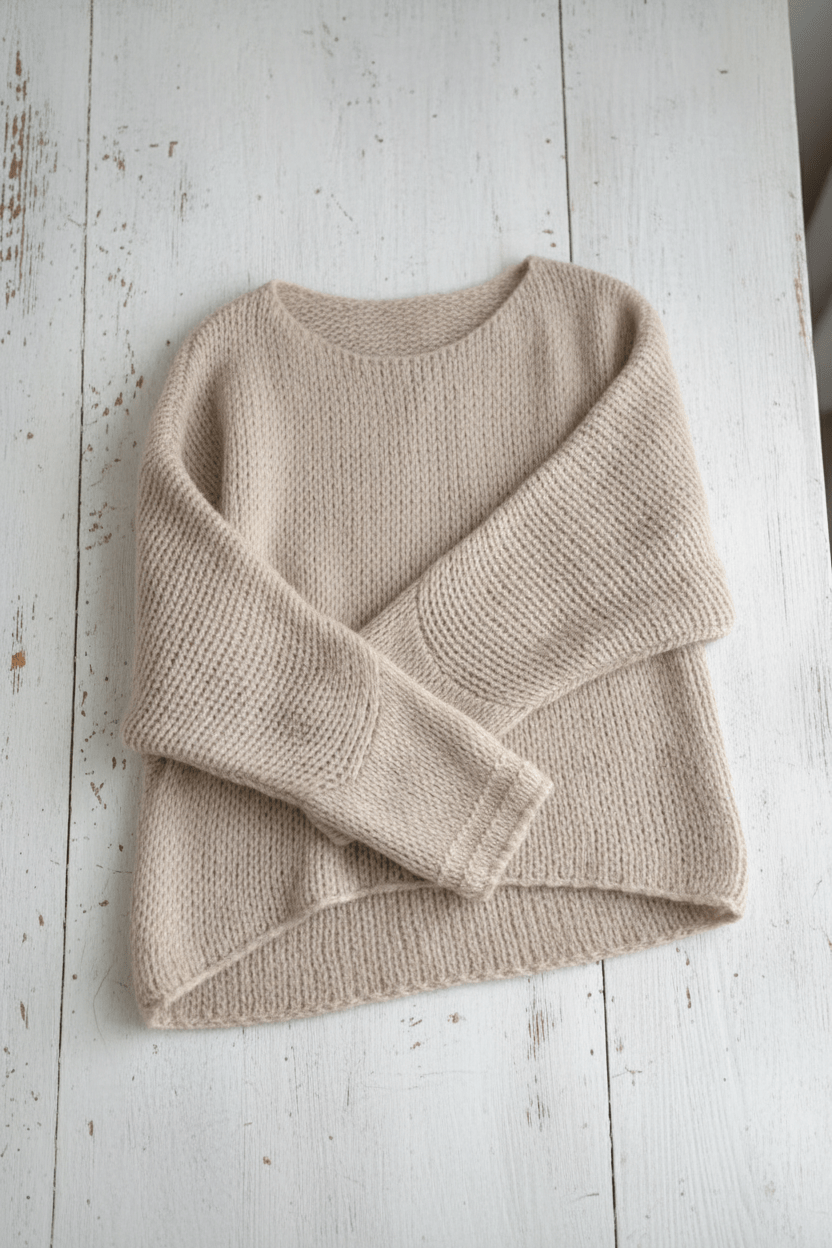 Women’s Oversized Knit Sweater with Off-Shoulder Design