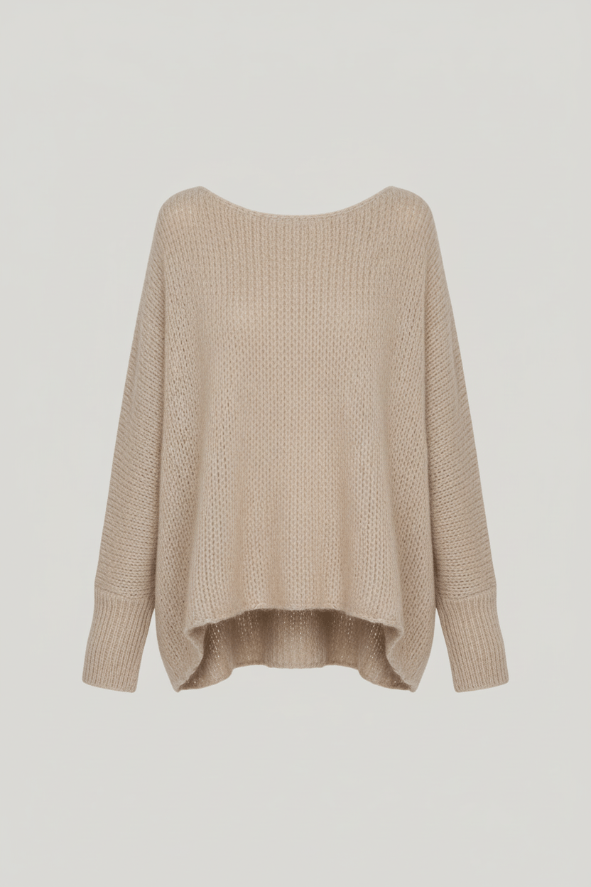 Women’s Oversized Knit Sweater with Off-Shoulder Design