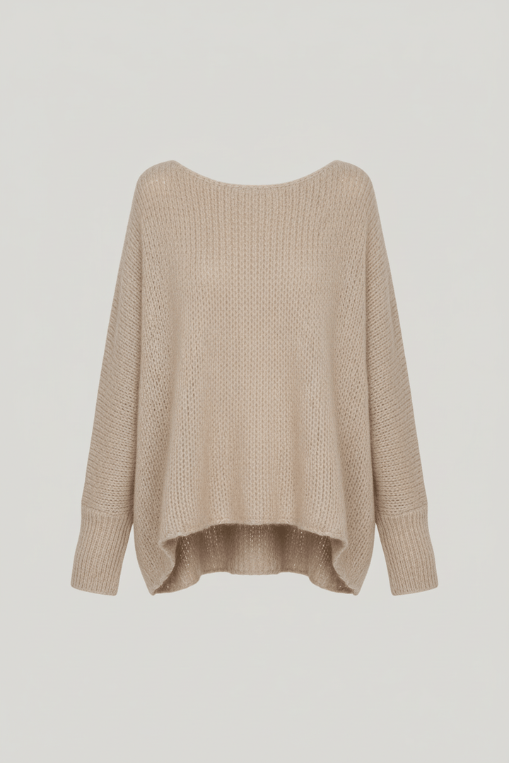 Women’s Oversized Knit Sweater with Off-Shoulder Design