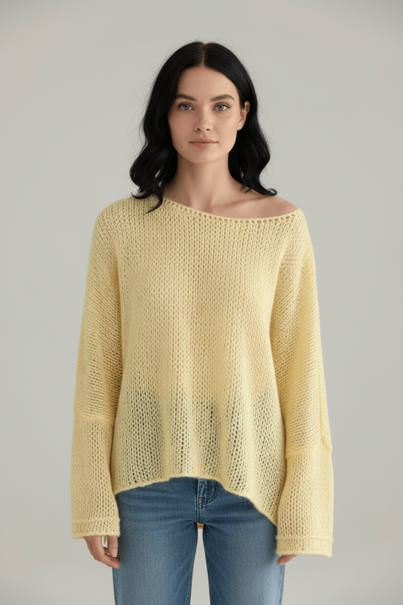 Women’s Oversized Knit Sweater with Off-Shoulder Design