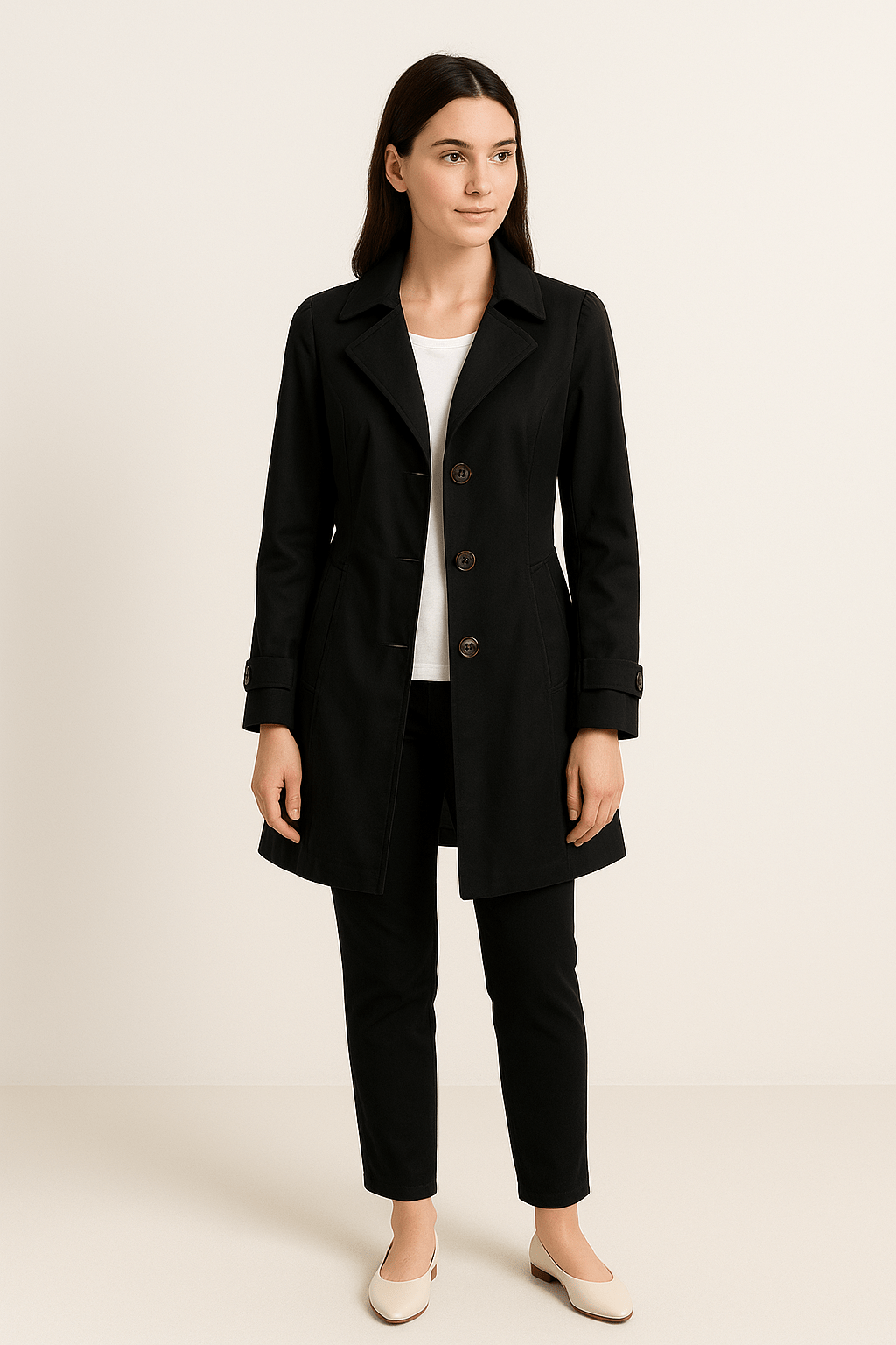 Women’s Trench Coat with Notched Collar
