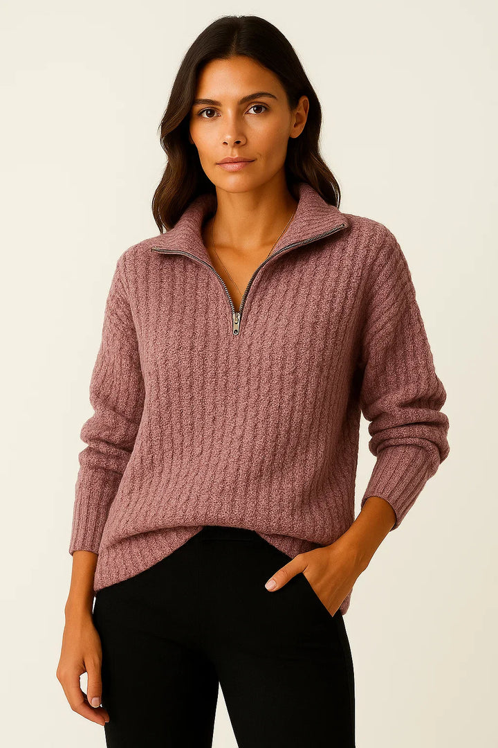 Women’s Half Zip Pullover – Casual Jumper with Long Sleeves