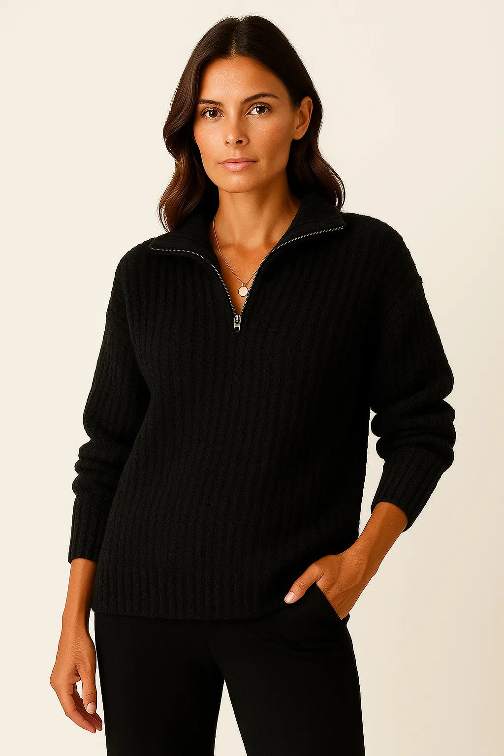 Women’s Half Zip Pullover – Casual Jumper with Long Sleeves