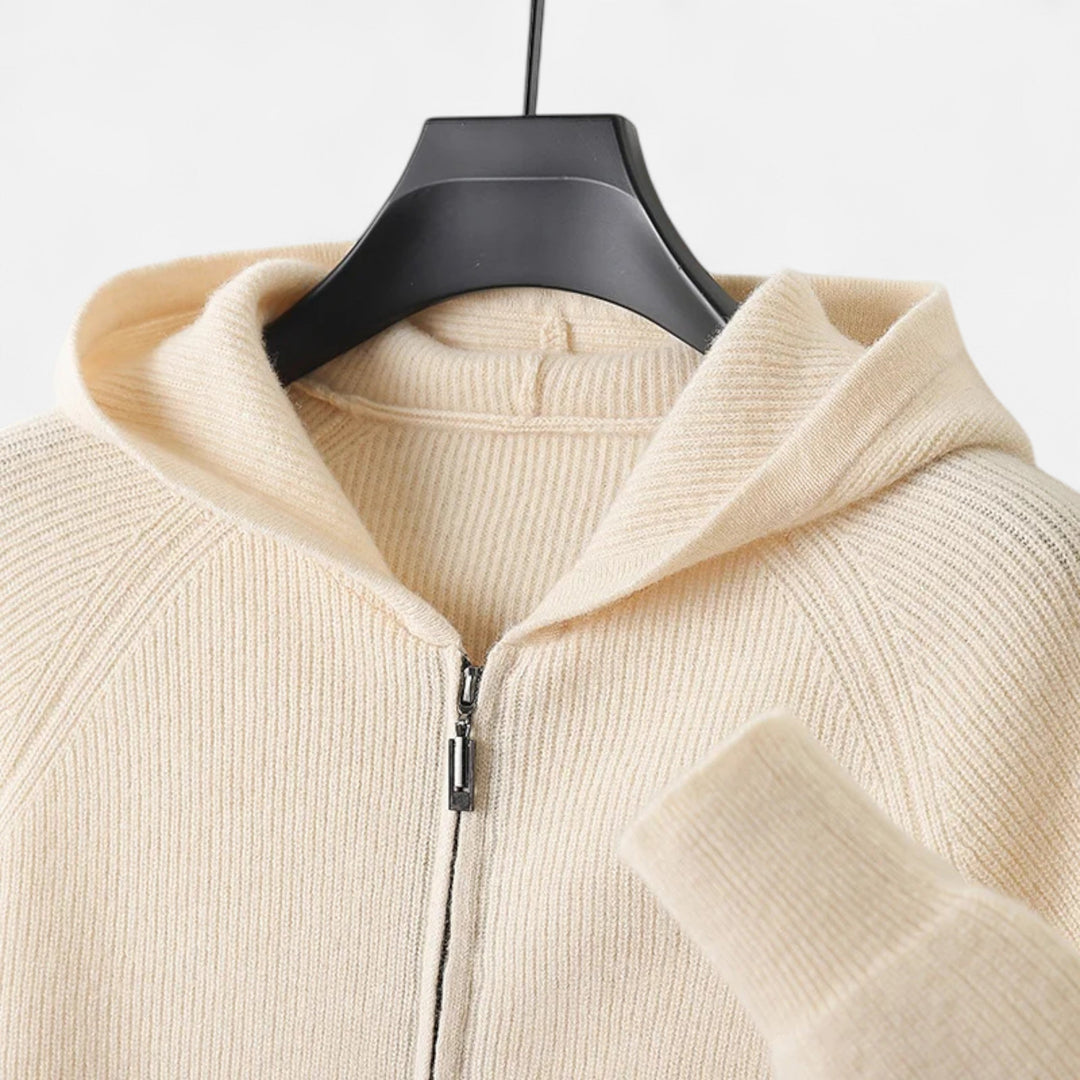 Men’s Zipped Knit Hoodie | Warm, Refined & Ideal for Cold Seasons
