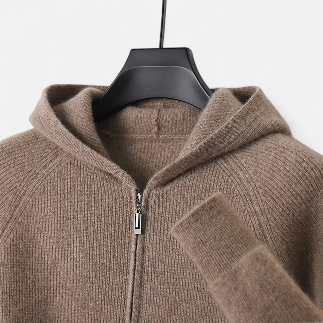 Men’s Zipped Knit Hoodie | Warm, Refined & Ideal for Cold Seasons