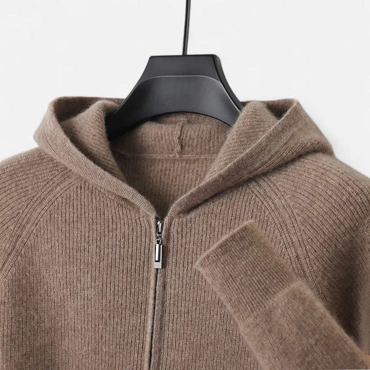 Men’s Zipped Knit Hoodie | Warm, Refined & Ideal for Cold Seasons